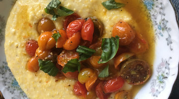 Blistered Tomatoes over Heirloom Grits